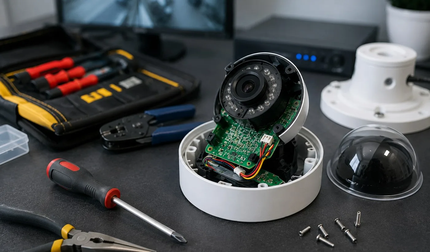 IP monitoring camera service and diagnostics