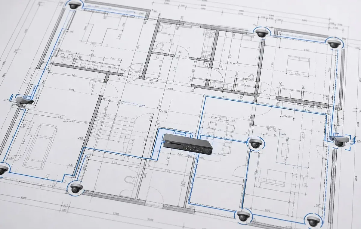 Projekt rozmieszczenia kamer monitoringu IP na planie obiektu